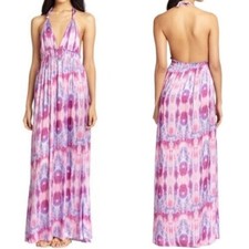LoveShackFancy Tie Dye Maxi Dress Pink Purple Halter Size 2 Jellyfish Bohemian