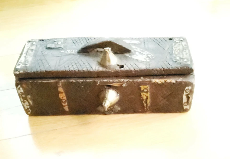 Moroccan Antique Wooden brass Tuareg Kitab Chest,Mauritania Chest,Vintage Chest, - Image 2 of 4