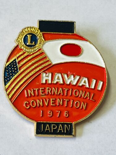 Lions Club International Convention 1 1/4&#034; Round  Pin 1976 Hawaii Vintage NOS