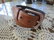 Men's COLUMBIA Belt NEW Brown Faux Leather Silver Toned Buckle Size 34