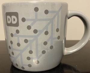 Dunkin' Donuts 2014 DD Iridescent Gray Doughnut Coffee Mug / Tea Cup Snowflake