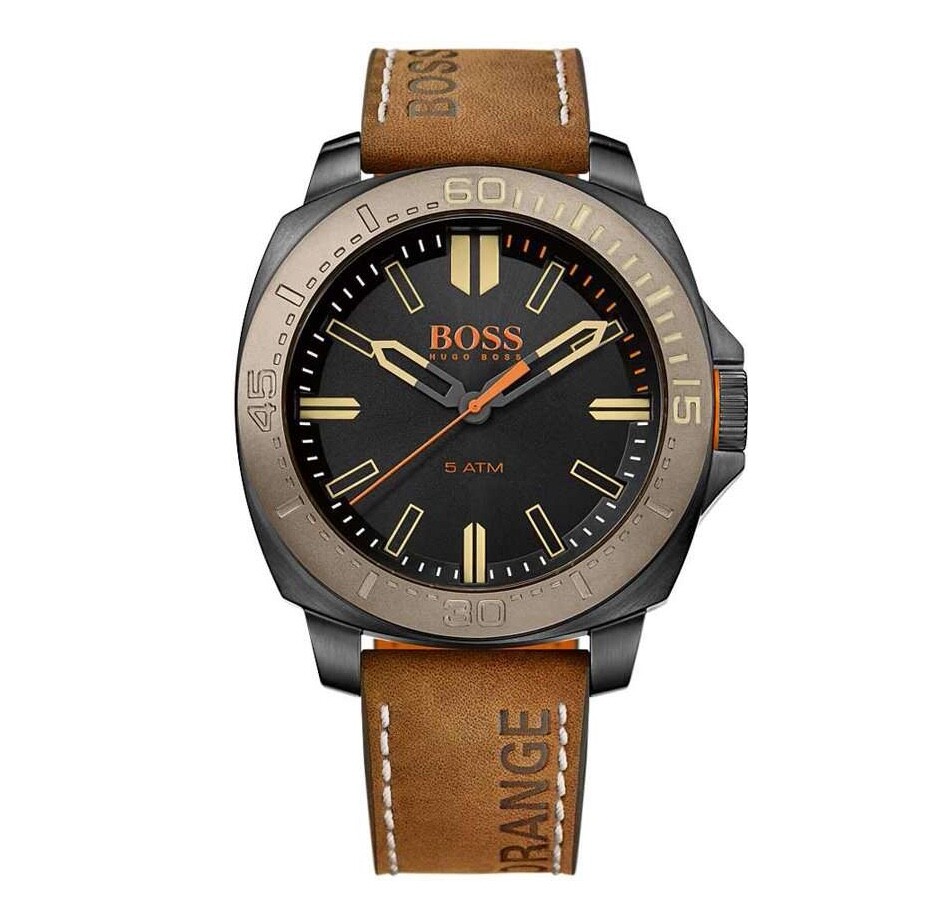 Hugo Boss Orange Soa Paulo Watch, Black 46mm Dial Brown Leather Strap HO1513314