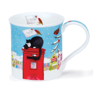 Dunoon Mugs - Bute CHRISTMAS POST CAT - 320ml / 10.82oz - Fine Bone China Mug