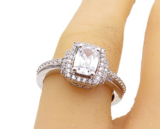 925 Sterling Silver Cubic Zirconia Solitaire With Accents Ring Sz 7 RG4110