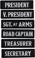 Biker club Officer Title Rank President VP MC PATCH  (6PC -iron on sew on)