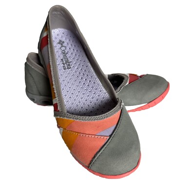 Columbia PFG Sunvent Womens Shoes Size 7 Slip On Flats Orange Purple Gray Stripe