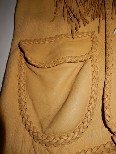 VINTAGE 70ER HIRSCHLEDER FRANSENJACKE HANDGEFERTIGTE GEFLOCHTENE NÄHEN - Bild 5 von 11