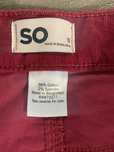 Girls SO Burgundy Skirt Button Up Skirt Size 16 - Picture 2 of 6