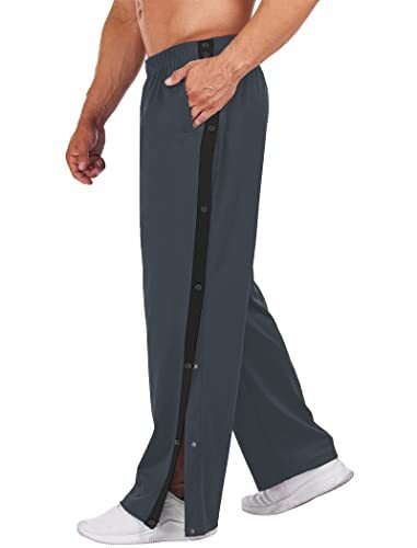 Men's Tear Away Basketball Pants High Split Snap Button X-Large Graphite Gp2 - Picture 2 of 7