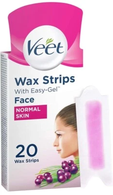 Veet Face Precision Wax Strips with Easy Grip for Normal Skin with Shea Butter