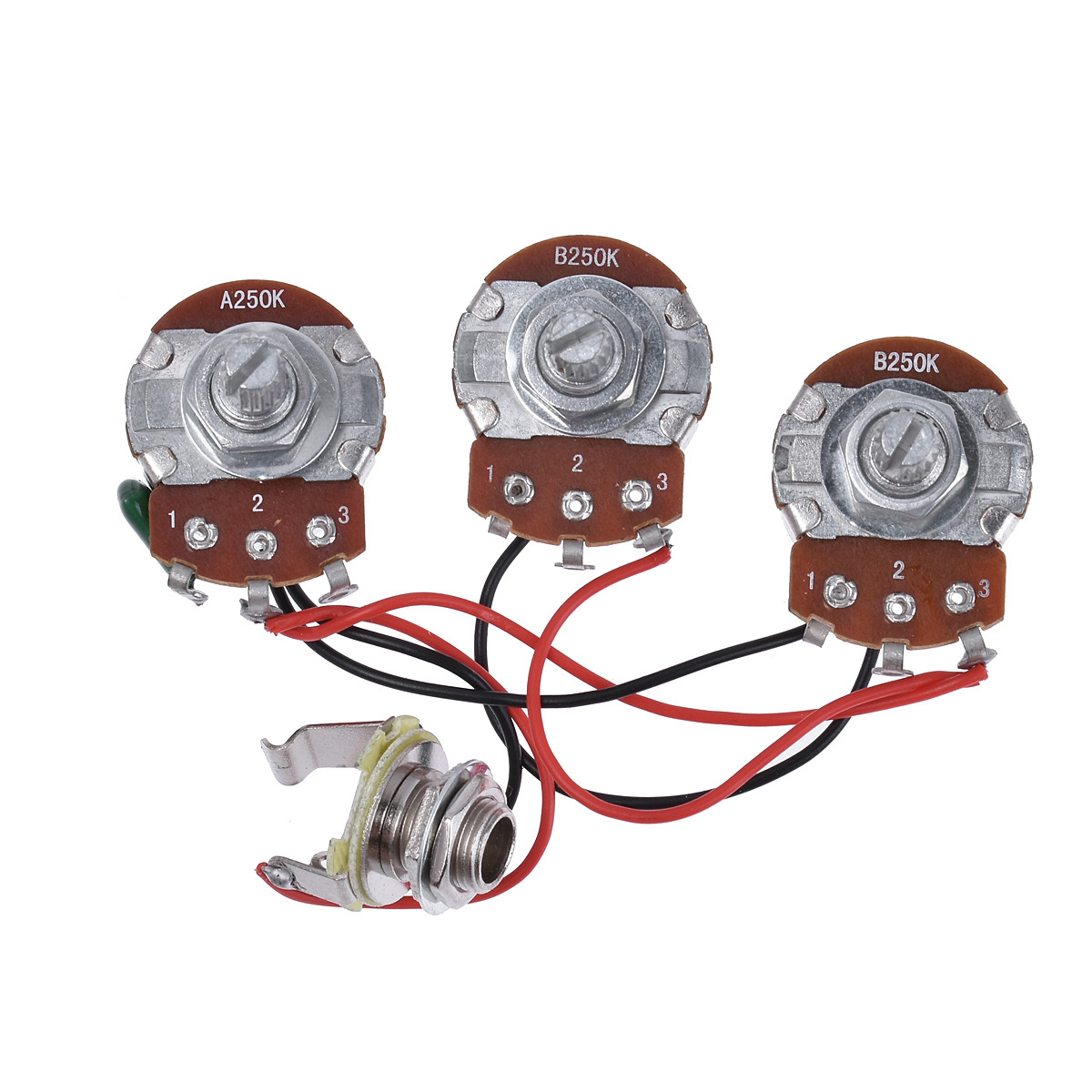Wiring Harness Prewired Kit 250K Pots 2 Volume 1 Tone For Jazz Bass