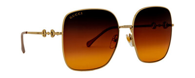 Gucci GG0879S Women Square Designer Sunglasses in Gold Pearl