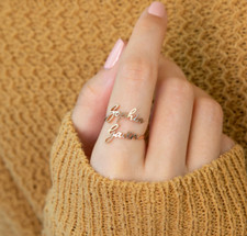 Custom Double Name Love Ring Partner Gift Women Stainless Steel Letters Handmade