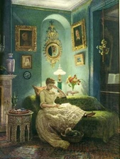 Handmade Oil Painting repro Edward John Poynter -An Evening at Home