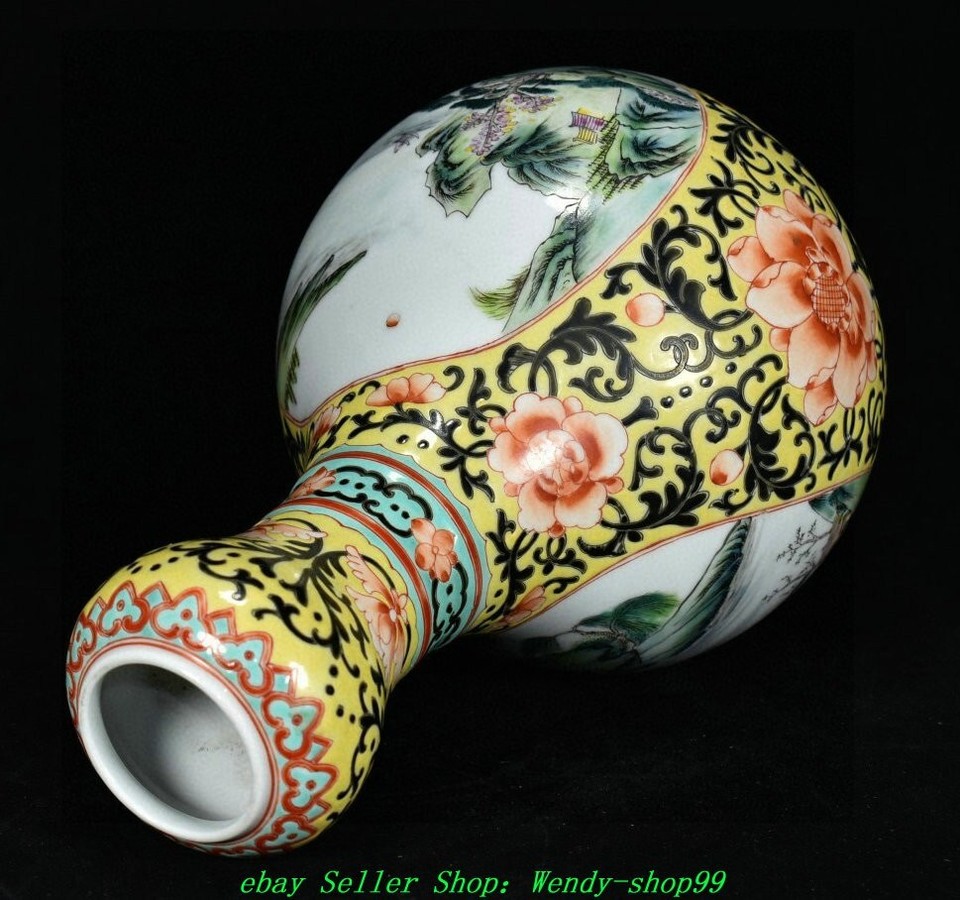 DaQing JiaQing Year Colour Enamel Porcelain Gilt Mountain Tree House