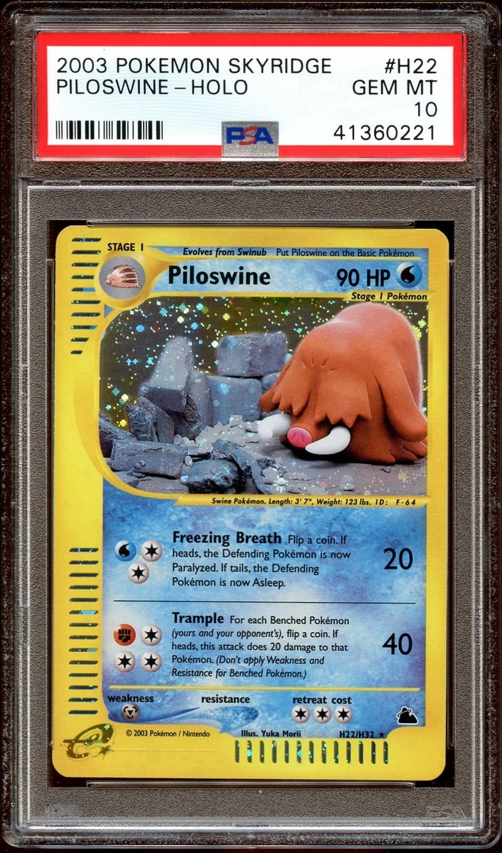 PSA 10 GEM MINT Piloswine H22/H32 HOLO RARE Skyridge Pokemon Card