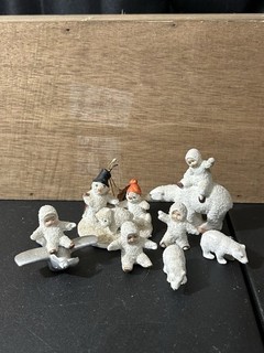 Lot Vintage Snow Babies Snowman & Polar Bear Figurines Porcelain Bisque German