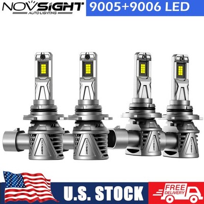 4x NOVSIGHT 9005 9006 Combo LED Headlight Bulbs High Low Beam Extremely White