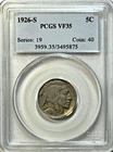 1926-S Buffalo Nickel — PCGS VF35 — Key Semi-Tough S-Mint! 💪 High-End VF