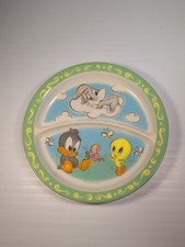 Looney Tunes Tweety Bird Bugs Bunny Zak Melamine 8" Divided Kids Plate Vintage