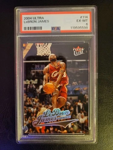 2004 - 05 Fleer Ultra LeBron James Cavaliers # 114 2nd Year Card PSA 6 EX - MT