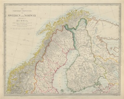 Skandinavien Nordschweden & Norwegen, Finnland, Karelien & Murmansk. SDUK 1874 Karte