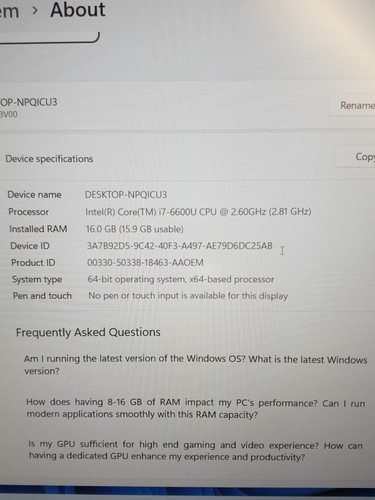 LENOVO THINKPAD T560 15.6" i7-6600U 2.6GHZ 16GB RAM 250GB EVO SSD,HD520,SL4 - Picture 7 of 17