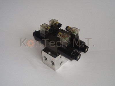 Hydraulic base plate for two valves including solenoid valve 4/3-way DC without DBV