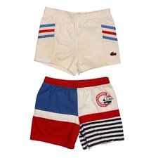 Vintage Lacoste Toddler Shorts Lot 2T Chemise Izod USA Made Red White Blue Retro