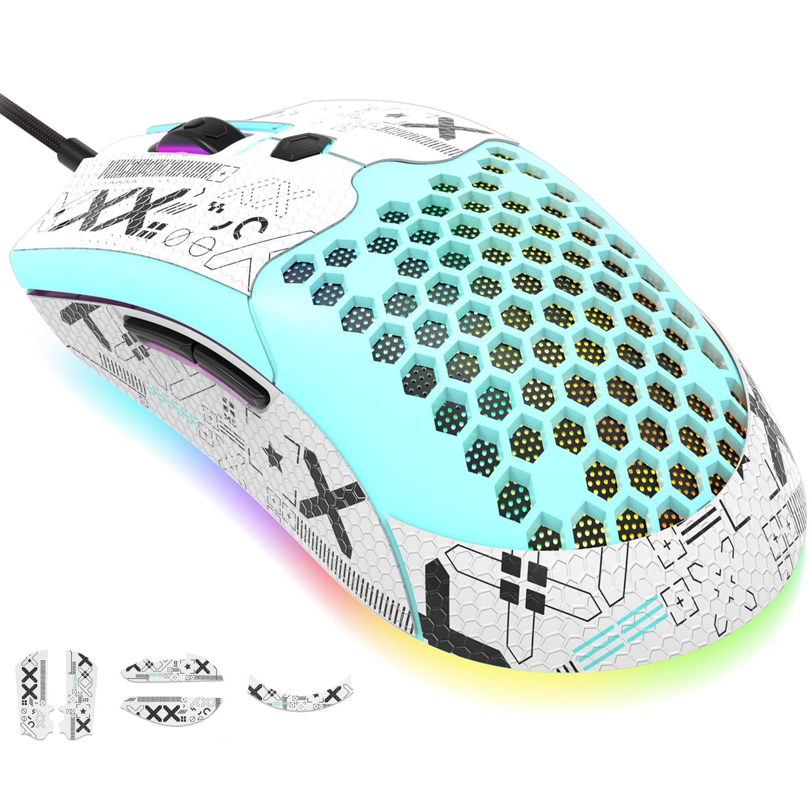Souris de Jeu Filaire 383 Pro M5 avec Capteur Optique et Coque Nid d'Abeille