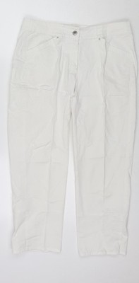 Backstage Damen weiße Baumwolle Cropped Jeans Größe M L23 im Regular Zip