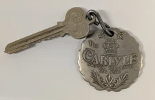 Vintage The Carlyle Hotel Room Key & Fob Madison Ave New York