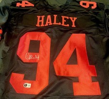 Charles Haley 49ers Signed 94 Black/Red Custom Jersey Beckett BAS Witnessed HOF