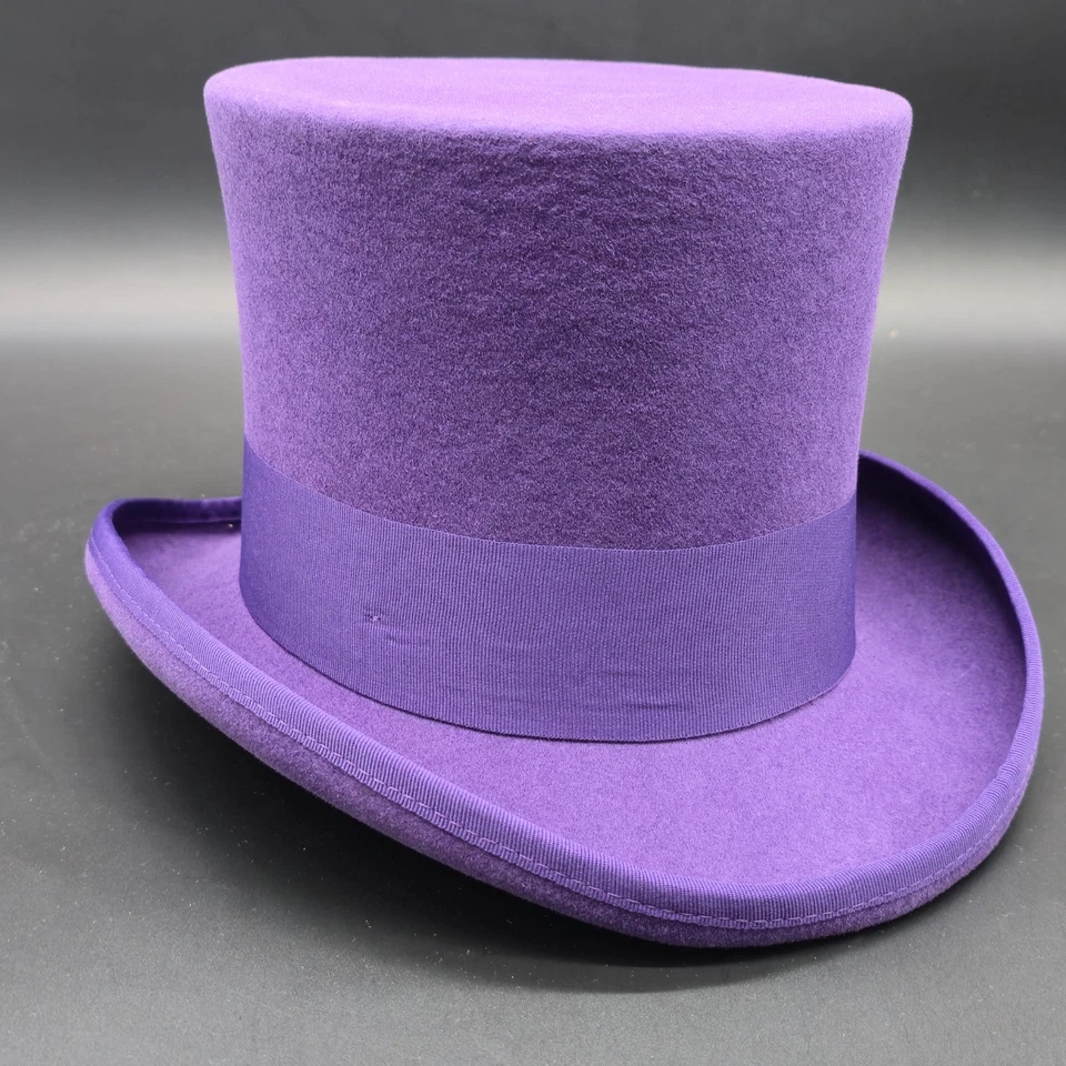 Gray Top Hat Wool Felt Victorian Slash Mad Hatter Steampunk Rock Star - Immagine 4 di 4