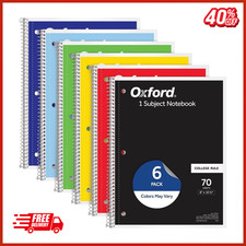 Oxford Spiral Notebook 6 Pack, 1 Subject, College Ruled Paper, 8 x 10-1/2 Inch