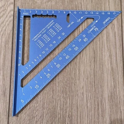 ROLSON 7" Blue Roofing Square Aluminium Alloy Rafter Triangle Angle Guide Metric cm 🔵