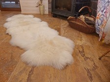 Ivory Double THICK Sheepskin Carpet Natural Sheep Fur Blanket