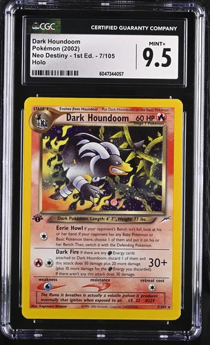 CGC 9.5 MINT+ Dark Houndoom Neo Destiny 1st Edition 7/105 Holo Pokemon Card 