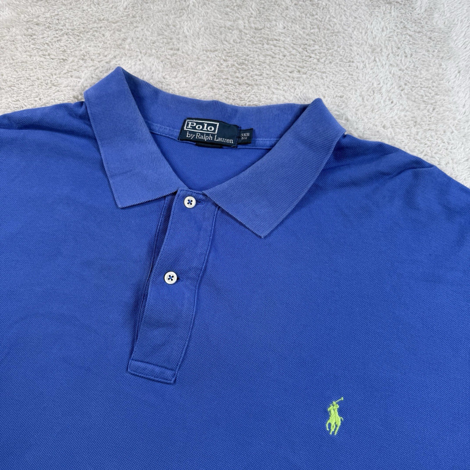Polo Ralph Lauren camicia uomo 3XB blu manica corta pony colletto golf cotone top