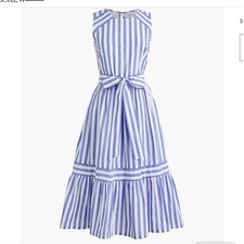 J.Crew Dress Size 2 Striped Midi Cotton Pockets Preppy Work Factory Outlet NWT