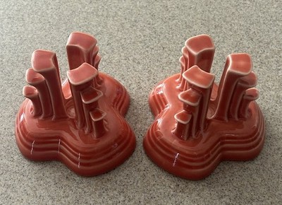 Fiestaware Tripod Pyramid Candle Holders In The Retired Color Persimmon No Crack