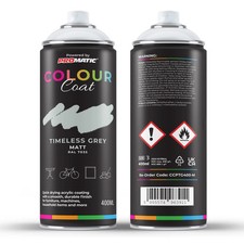 3x Pro-Matic Colour Coat Timeless Light Grey Matt RAL 7035 Spray Paint 400ml