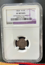 Rare demi-dime Liberté assise 1864 NGC XF détails