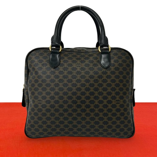 Celine Macadam Blazon Handbag Leather / PVC Brown / Black Unisex #TVB1575