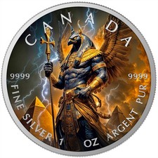 Canada 2025 Maple Leaf Egyptian Horus 1 oz Silver Colorized Art Coin