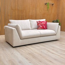 ‘Freddie’ 3 Seater Sofa Taupe Como Linen With Cushions Sloped Arms BRAND NEW