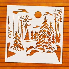 Tree Scene Reusable Stencil Template for Wall Art  DIY Crafts - StencilAir