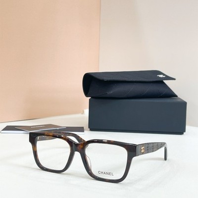 CHANEL CH3513 Tortoise Square Eyeglasses Gold CC Logo Clear Lenses 54-17-140