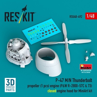 ResKit RSU48-0492 P-47 M/N Thunderbolt Engine Set 1/48 for MiniArt Kit