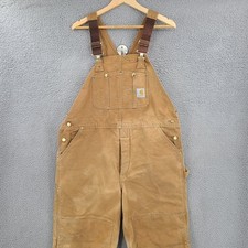 Vintage Carhartt Bib Overalls Mens 42x30 Brown Insulated Duck Canvas Y2K R02